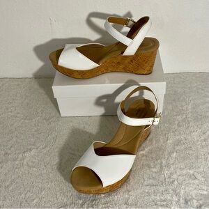 Clarks Annadel Mystic Wedge Open Toe Sandals Women’s Size 11 M White Patent